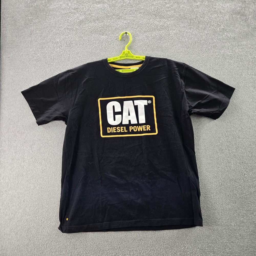 CAT Men‎ Shirt XL Black Gorpcore Logo Short Sleeve